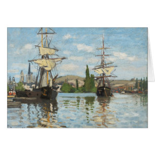 Cartão Navios de Claude Monet que montam no Seine em