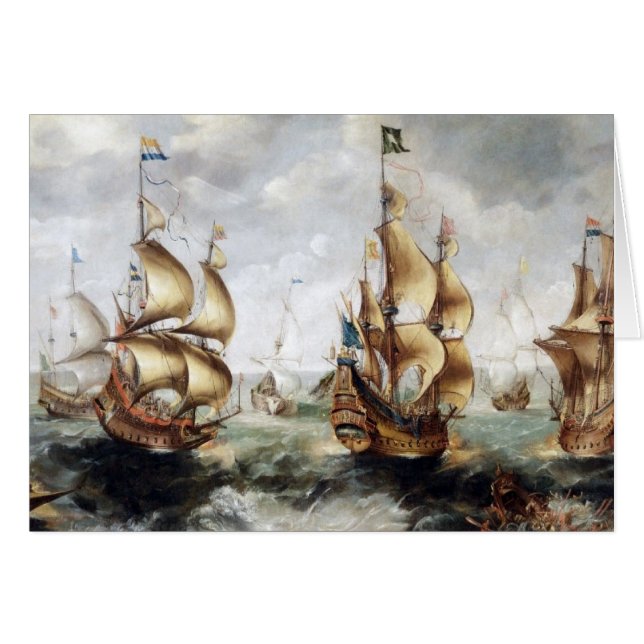 Cartão Navios no mar 1632 (Frente Horizontal)
