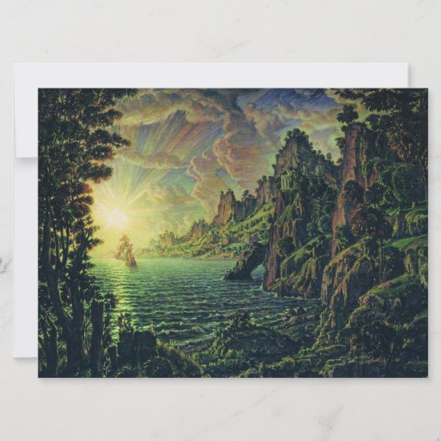 Cartão Navios: Noite do Sol (por Konstantin Bogaevsky) (Frente)