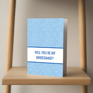 Cartão Navy + Blue Faux Glitter Wedding Party Proposal