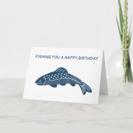 Cartão Navy Blue Trout Fish Custom Message Birthday