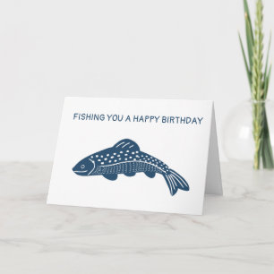 Cartão Navy Blue Trout Fish Custom Message Birthday