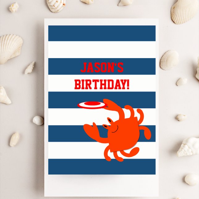 Cartão Navy Nautical Crab Personalized Birthday Card (Criador carregado)