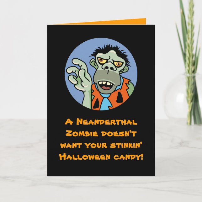 Cartão Neanderthal Zombie Halloween Card (Frente)