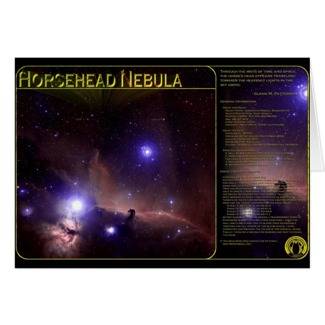 Cartão Nebulosa-Cartão de Horsehead (Frente Horizontal)