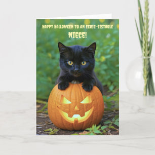 Cartão Nece Halloween Pequeno Gatinho Preto