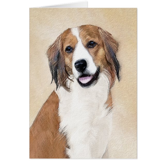Cartão Nederlandse Kooikerhondje - Pintura de Cachorro (Frente)
