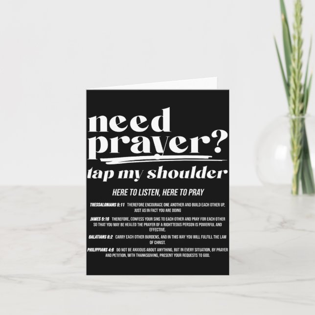 Cartão Need Prayer Tap My Shoulder Christian Men Women (o (Frente)