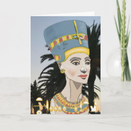 Cartão Nefertiti - Retrato Colorido e Palmeiras
