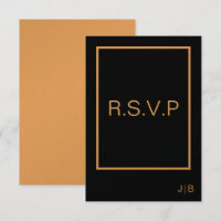 CARTÃO Negra e Laranja de RSVP de Casamento