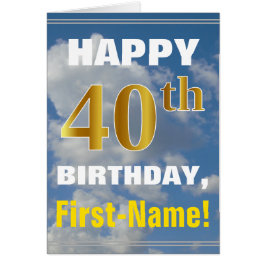 Cartão Negrito, Céu Nublado, Faux Dourada aniversário de