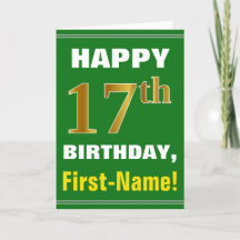 Negrito, Verde, Faux Dourado 17º Aniversário com C