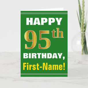 Cartão Negrito, Verde, Faux Dourado 95º Aniversário com C