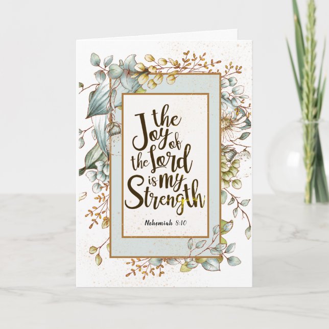 Cartão Nehemiah 8:10 A alegria do Senhor é minha força (Frente)