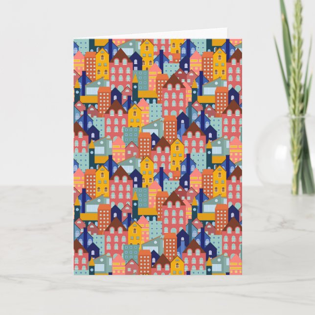 Cartão Neighborhood Block City Houses Pattern (Frente)