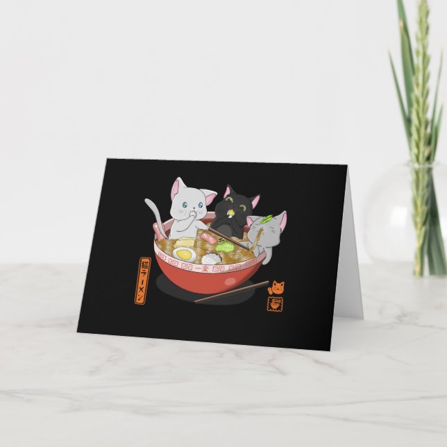 Cartão Neko Ramen cat (Frente)