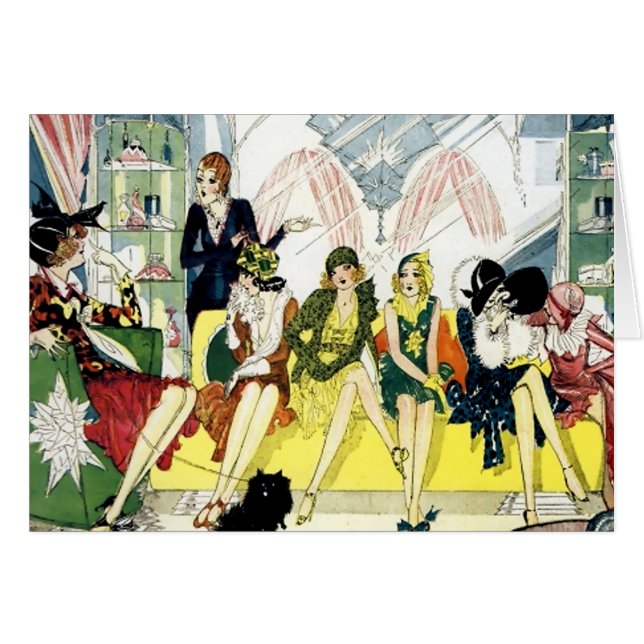 Cartão Nell Brinkley, o Vivacioso Jovem Flappers #9 (Frente Horizontal)