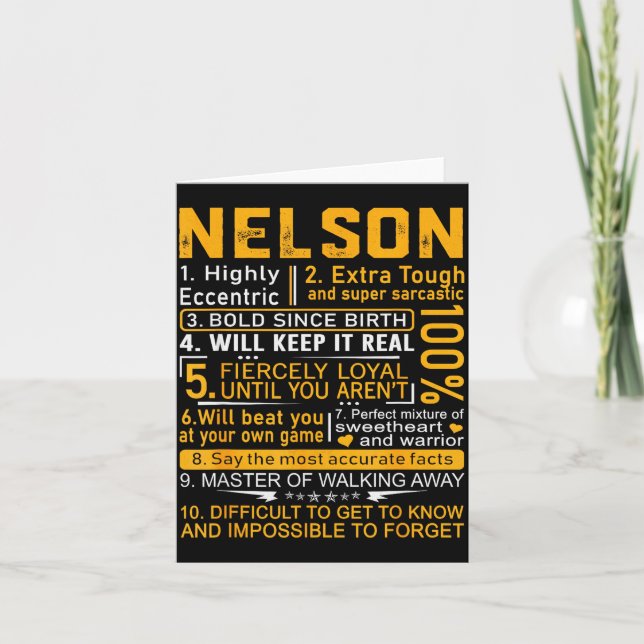 Cartão Nelson Name Shirt D Nelson Last Name  (Frente)