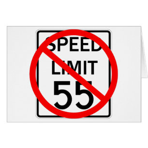 Cartão Nenhum sinal do limite de velocidade de 55 mph