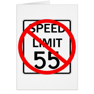 Cartão Nenhum sinal do limite de velocidade de 55 mph