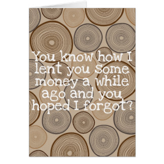 Cartão "Nenhuma necessidade de pagar-me para trás "