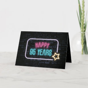 Cartão Neon 95th Birthday Marquee On Brick Card