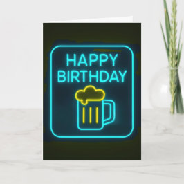 Cartão Neon Birthday Beer Sinal