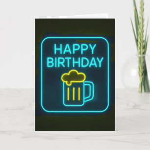 Cartão Neon Birthday Beer Sinal