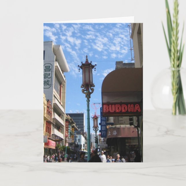 Cartão Neon Buddha San Francisco Note or Greeting Card (Frente)