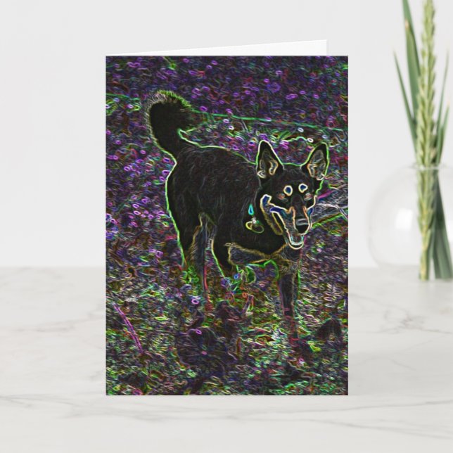 Cartão Neon Canine Birthday (Frente)