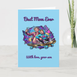 Cartão Neon Drive Mother’s Day Card: Cool Mom & Son Art