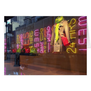 Cartão Neon Lights Department Store Window New York NYC