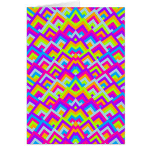 Cartão Neons Brilhantes Zigzag Padrão Simétrico de Peeks