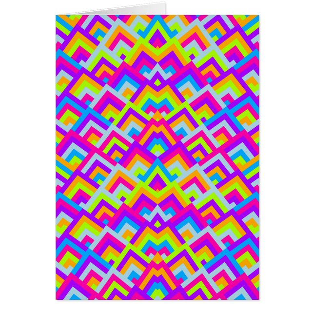 Cartão Neons Brilhantes Zigzag Padrão Simétrico de Peeks (Frente)