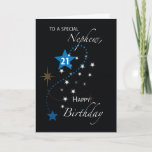 Cartão Nephew 21st Birthday Star Inspirational Blue Black<br><div class="desc">Your nephew’s turning twenty-one and a special celebration is in the works. Do your part by getting a copy of this inspirational card today so you can give it to him on the day of the celebration.</div>