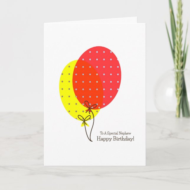 Cartão Nephew Birthday Cards, Big Colorful Balloons (Frente)