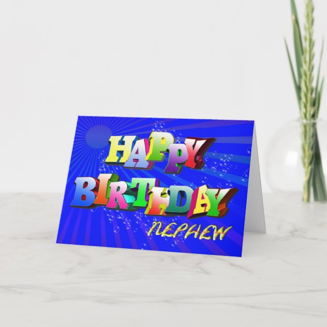 Cartão Nephew Bright letters and bubbles birthday card (Frente)