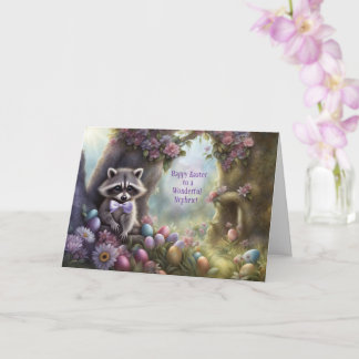 Cartão Nephew Happy Easter with Cute Woodland Raccoon