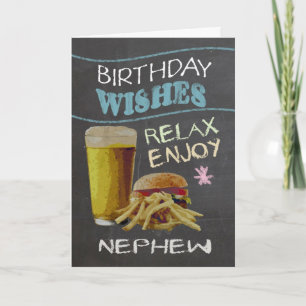 Cartão Nephew Trendy Chalk Board Effect, With Beer Burger