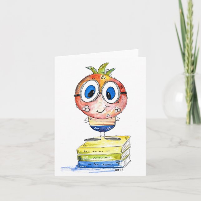 Cartão Nerd de Livro Branco (Frente)