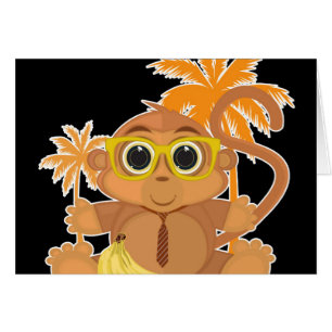 Cartão Nerd de macaco - Preto