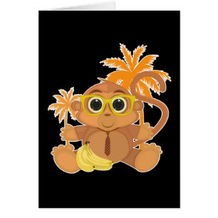 Cartão Nerd de macaco - Preto