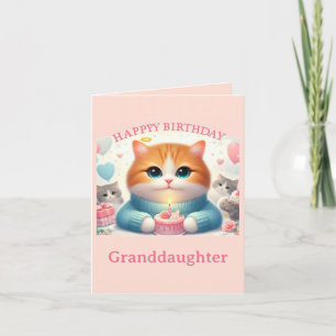 Cartão neta de aniversário feliz para gatos bonito