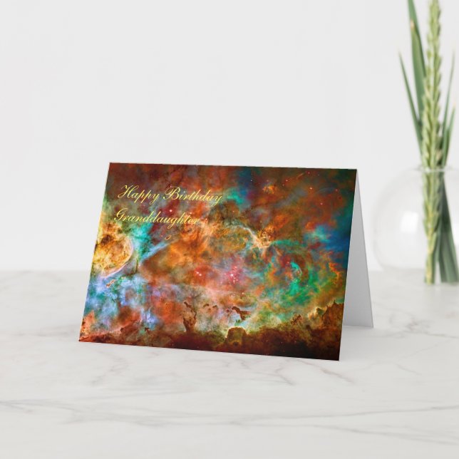 Cartão Neta do aniversário - nebulosa de Carina, Argo (Frente)