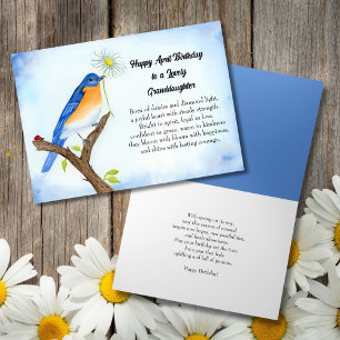 Cartão Neta Feliz Aniversário de Abril com Pássaro Azul
