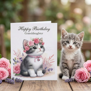 Cartão Neta Feliz Aniversário Gatinho Fofo