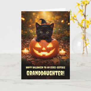 Cartão Neta Feliz Dia das Bruxas Gatinho Preto Fofo