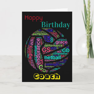 Cartão Netball Coach Personalizado Aniversário