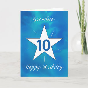 Cartão Neto 10º Aniversário Estrela Azul Cor Verde Azul