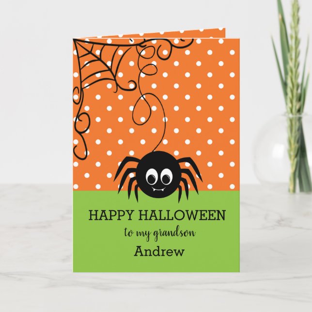 Cartão Neto de Halloween Aranha (Frente)
